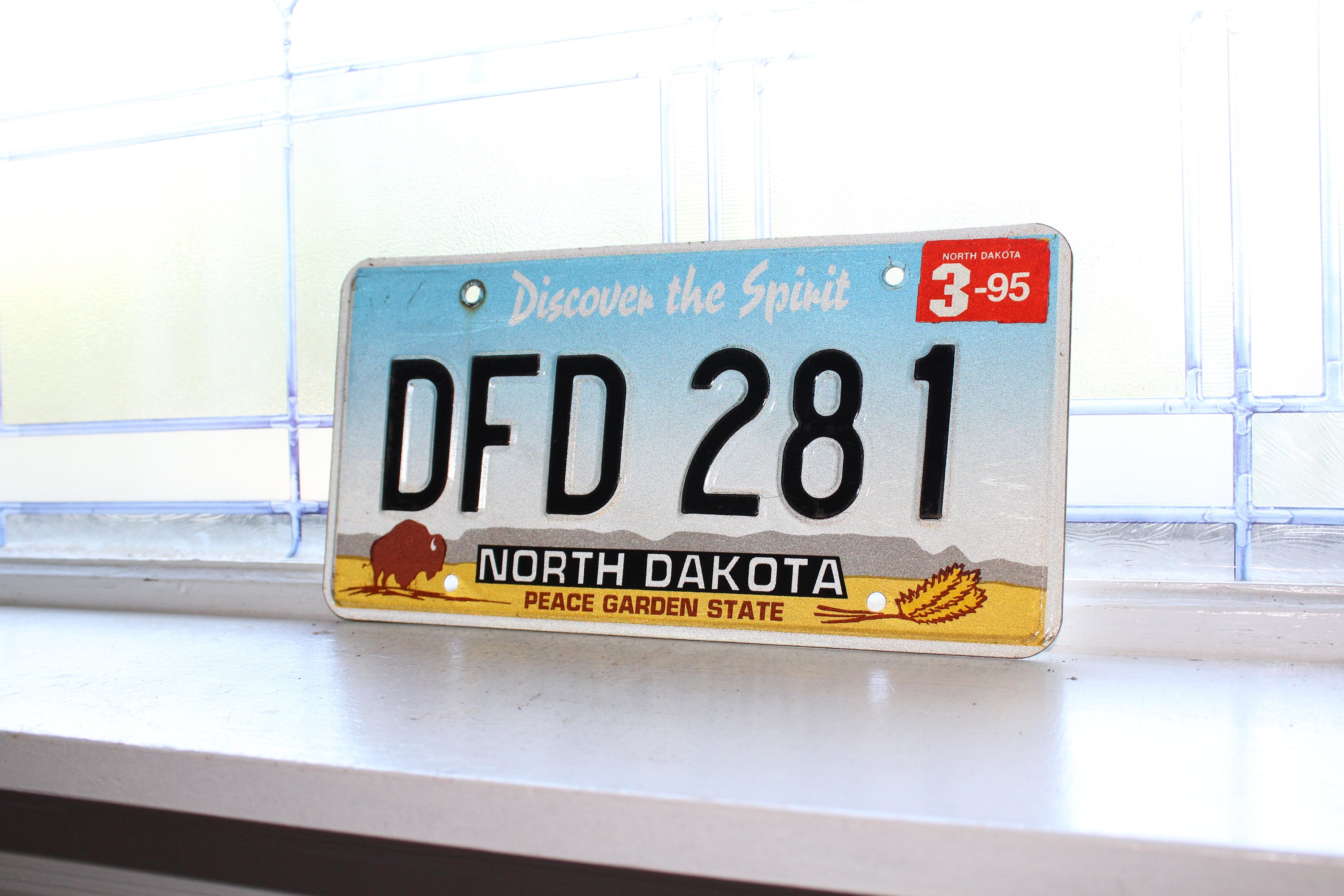 Vintage 1995 North Dakota License Plate Man Cave Decor