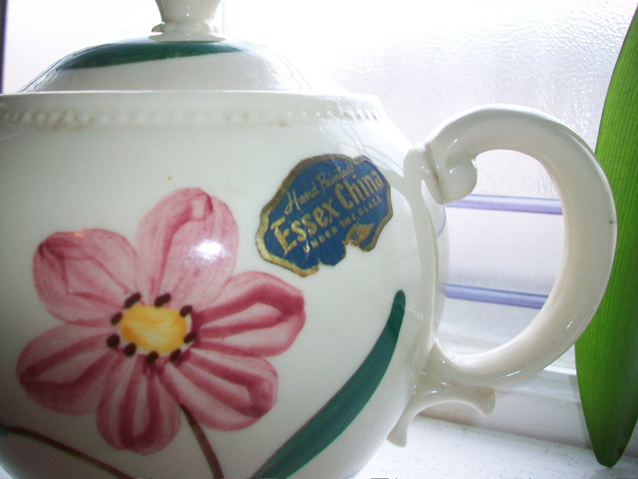 Vintage Teapot Essex China Hand Painted Flowers