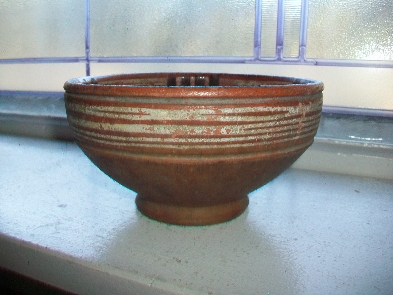 Antique Slip Decorated Bowl Circa Mid 1800s Redware Stoneware