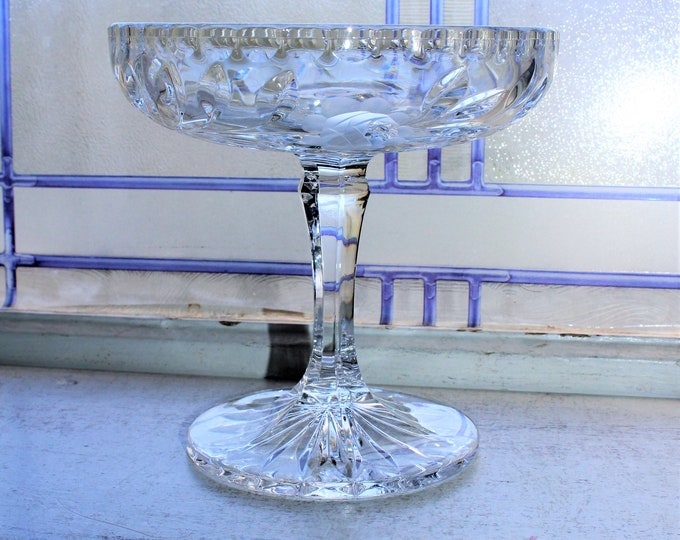 Vintage Elegant Cut Crystal Tazza Compote