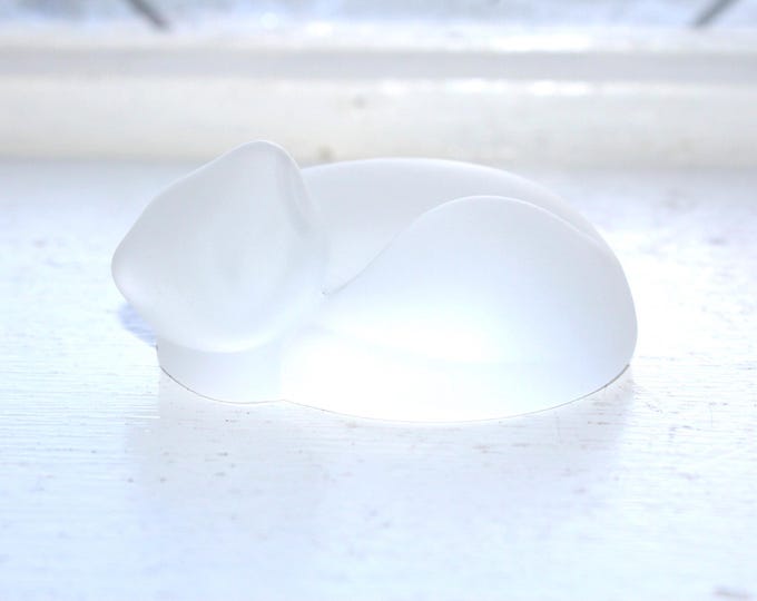 Vintage Hallmark Satin Lead Crystal Abstract Sleeping Cat Figurine