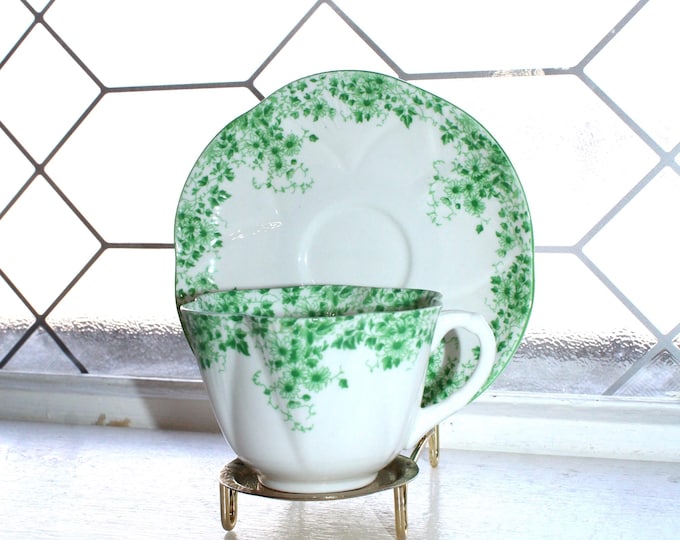 Shelley Dainty Green Tea Cup and Saucer Vintage Bone China England