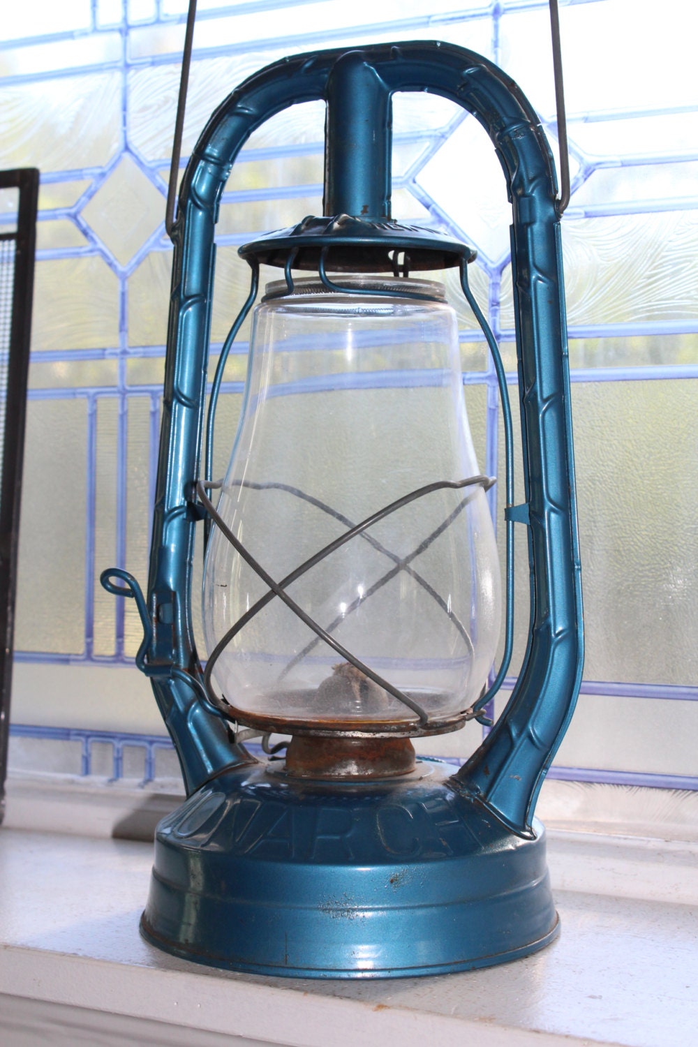 Vintage Dietz Monarch Blue Kerosene Lantern Farmhouse Decor