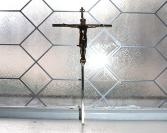 Vintage Brass Crucifix Wall Hanging Cross