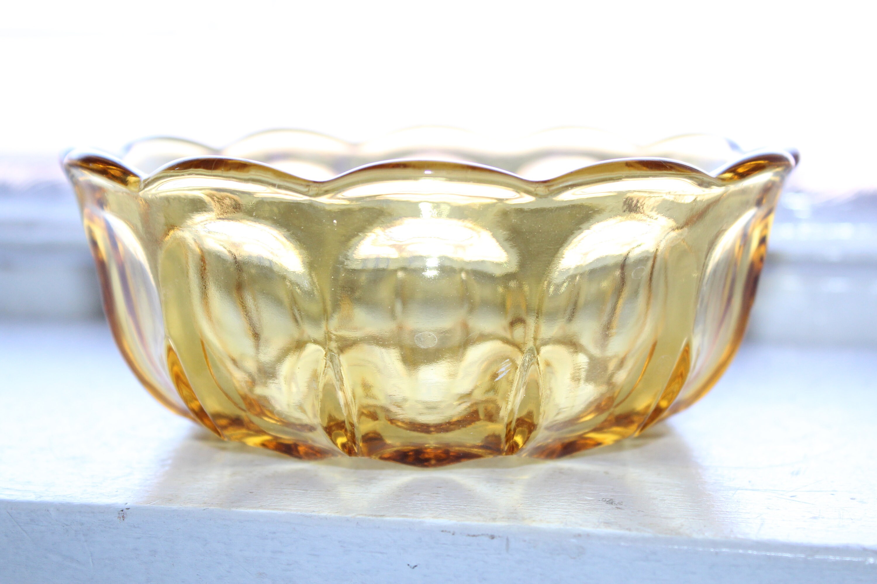 Vintage Amber Glass Candy Dish Bowl
