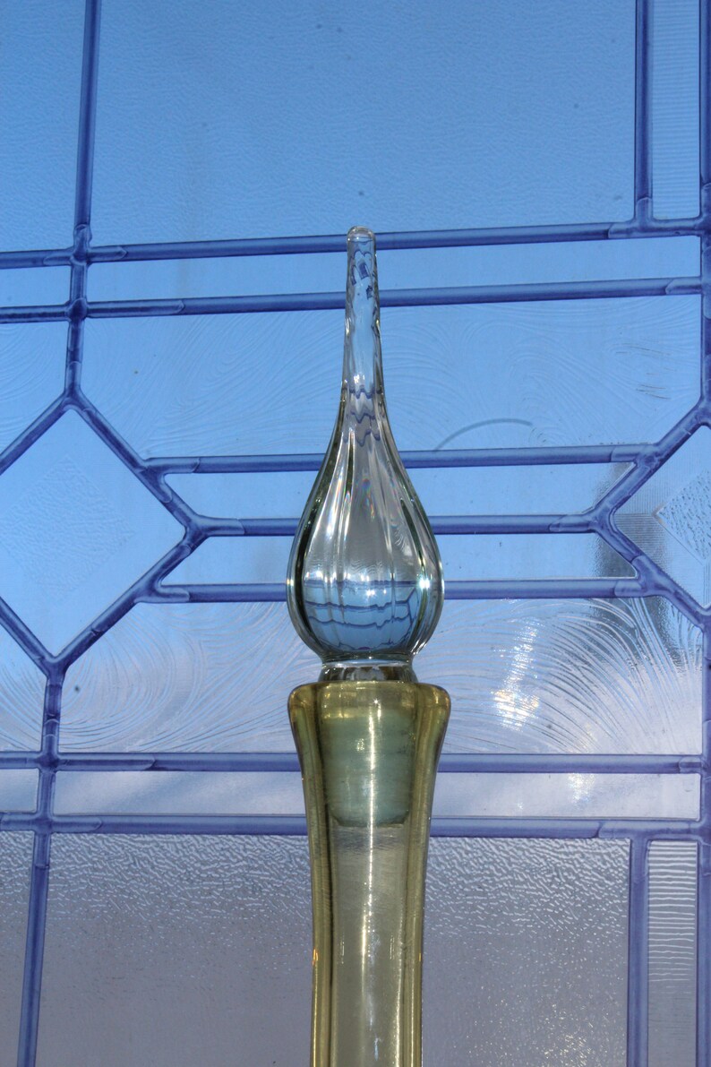 Mid Century Murano Amber Glass Lobed Base Decanter with Teardrop Stopper image 4