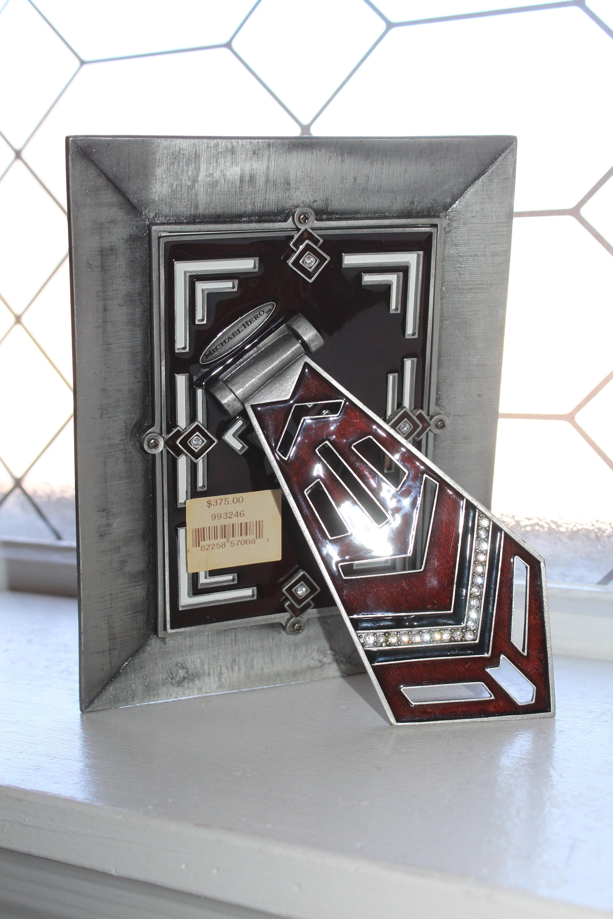 Michael Hero Picture Frame Burgundy and Black Enamel with Swarovski Stones