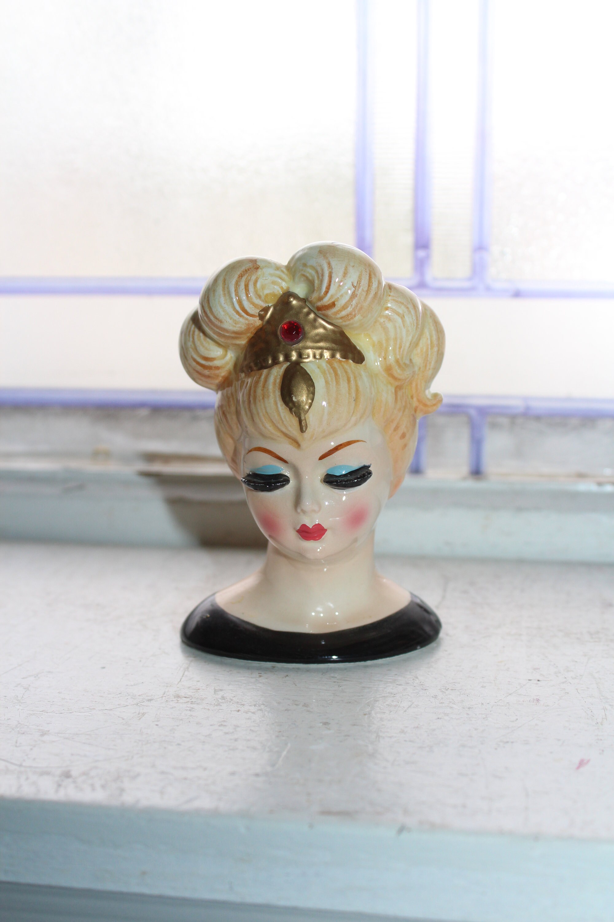 Vintage Lady Head Vase Lefton 3510 1950s