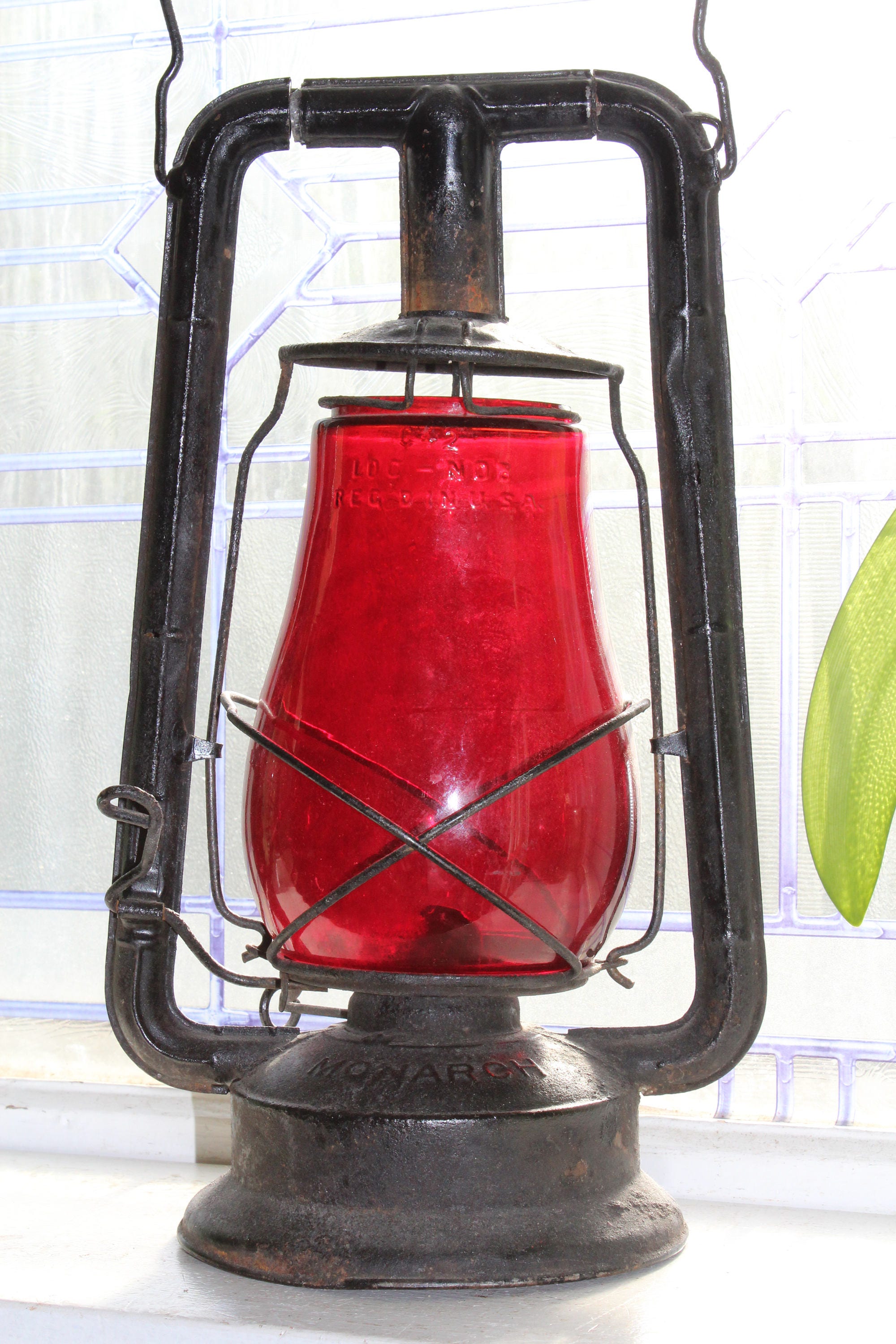 Vintage Railroad Lantern Dietz Monarch Red Globe