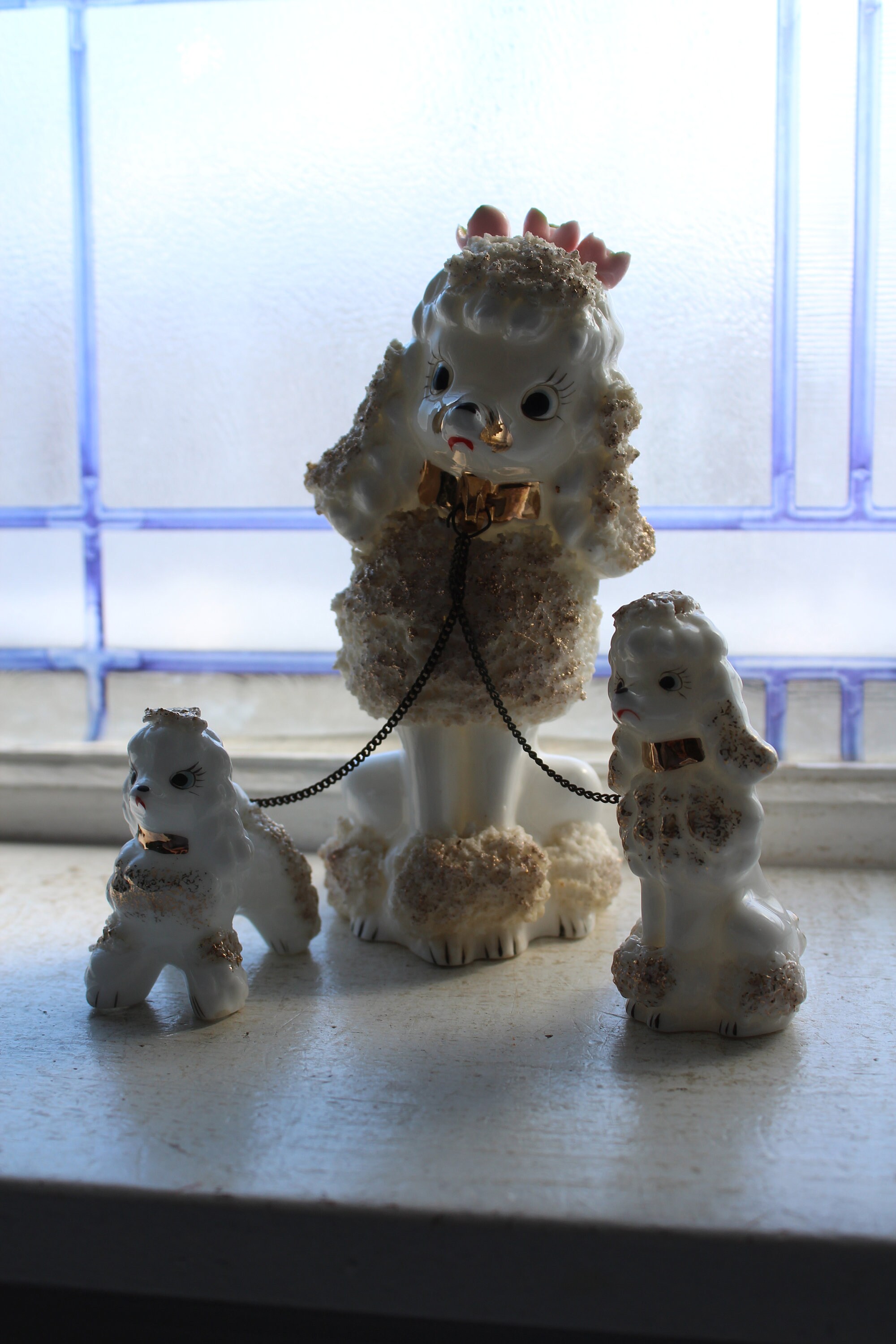 Vintage Spaghetti Poodle Figurine Trio 1950s