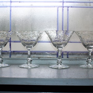 4 Cambridge Glass Achilles Low Sherbet Vintage Stemware