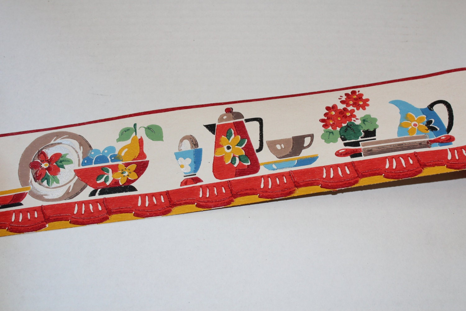 Vintage 1940s Kitchen Wall Paper Border Duro Brand Wallpaper