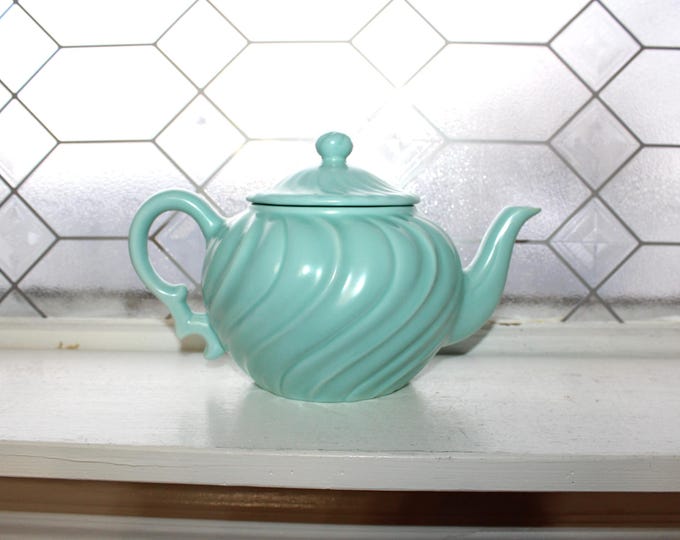 Vintage Gladding McBean Spiral Turquoise Teapot