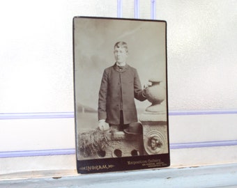 Young Victorian Man Cabinet Card Photograph Antique 1800s