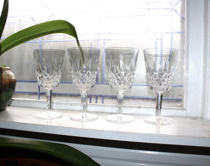 4 Waterford Crystal Lismore Wine or Water Goblets 7" Stemware