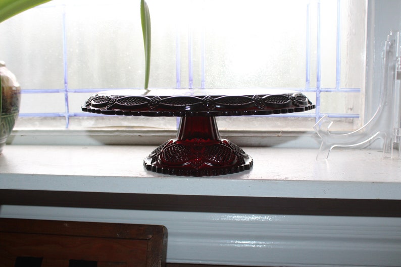 Ruby Red Avon Cape Cod Cake Stand Fostoria