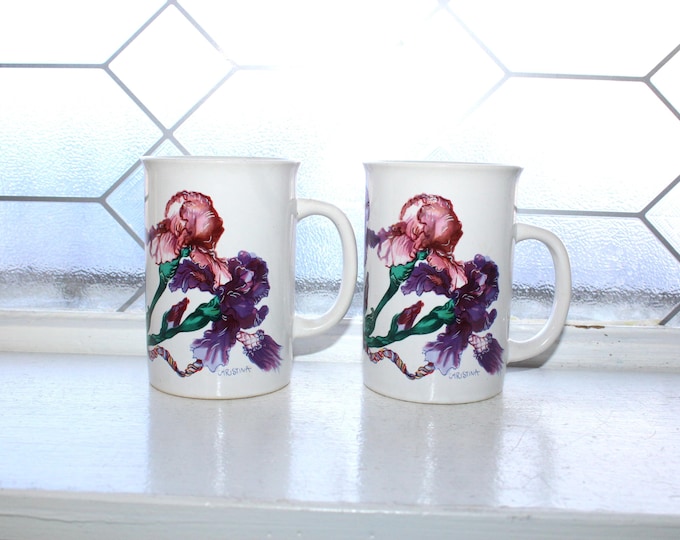 2 Vintage Royal Iris Potpourri Press Coffee Mugs