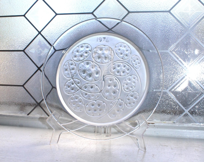 Vintage Lalique Crystal Plate Silver Pennies 1974
