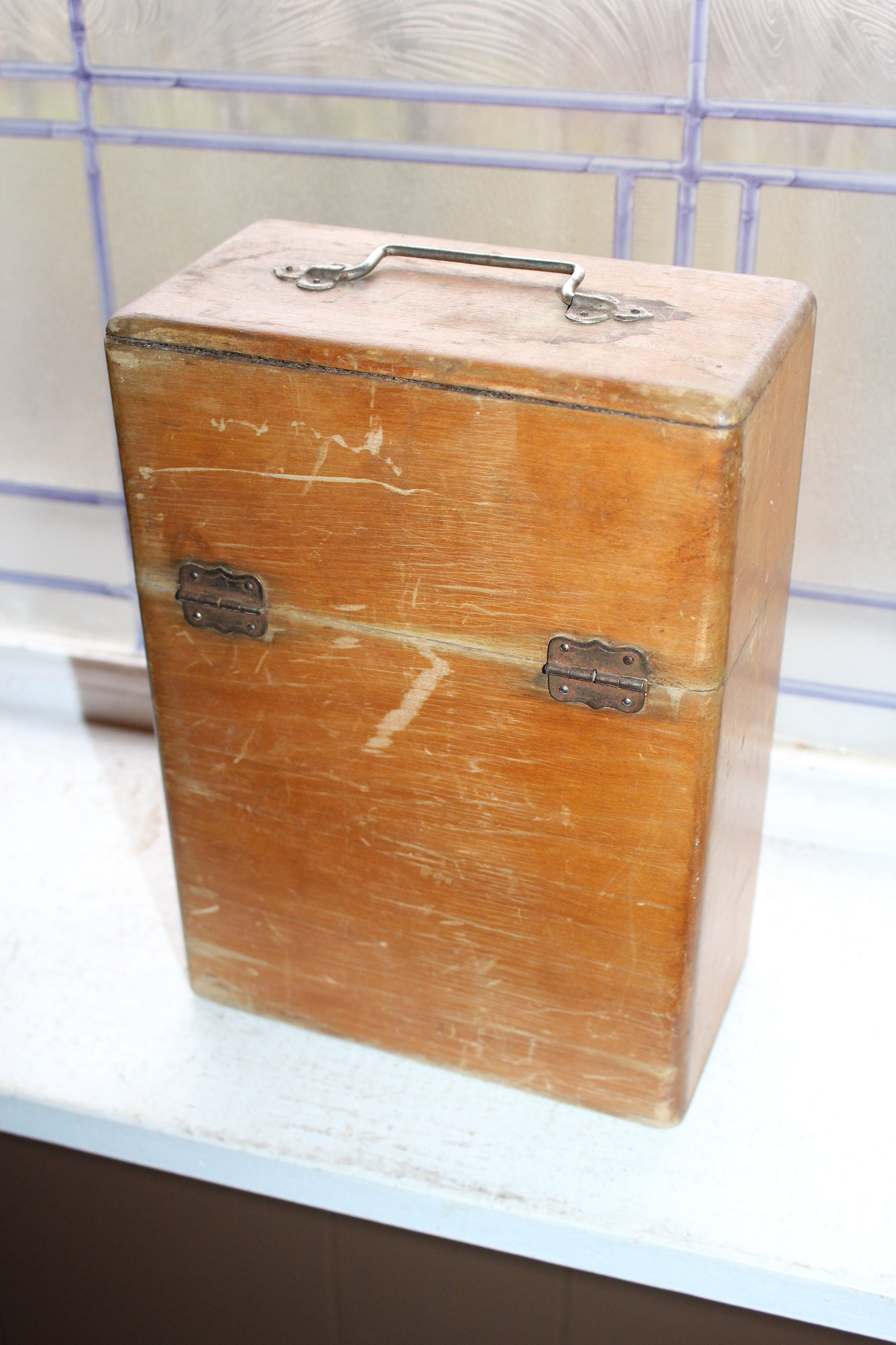 Antique Straight Razor Storage Box Carrying Case Caddy with 4 Razors