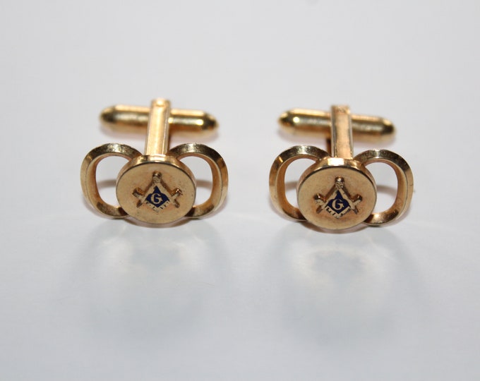 Vintage Masonic Cufflinks Freemasons Gold Tone