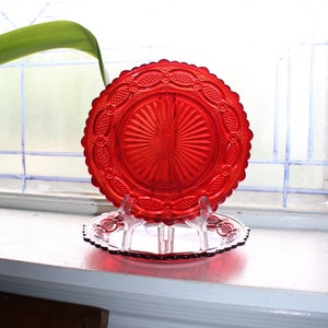 2 Ruby Red Avon Cape Cod Dessert Plates Fostoria Unused with Box