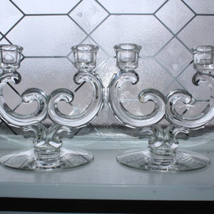 Vintage Elegant Fostoria Glass Century Candle Holders Pair