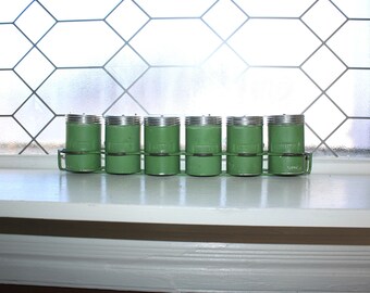 Vintage Avocado Green Metal Spice Rack