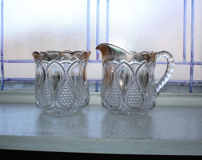 Antique EAPG Sugar Bowl and Creamer New Jersey US Glass