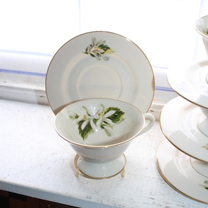 Vintage Fine Arts China Cup and Saucer Orange Blossoms & Gardenia