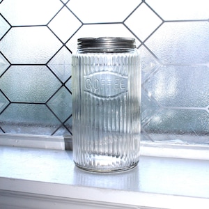 Antike Hoosier Glas gerippte Kaffeedose