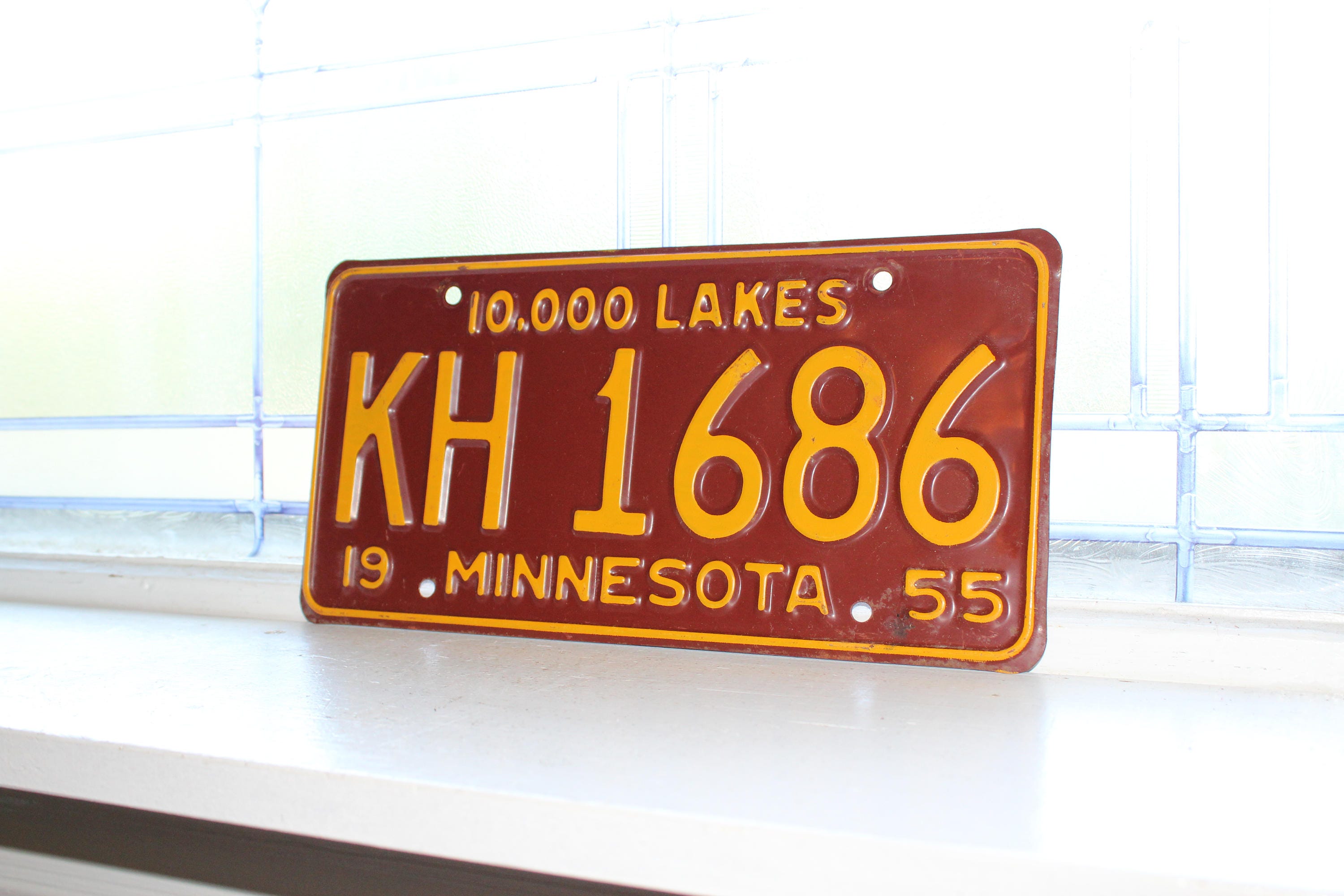 Vintage 1955 Minnesota License Plate Man Cave Decor