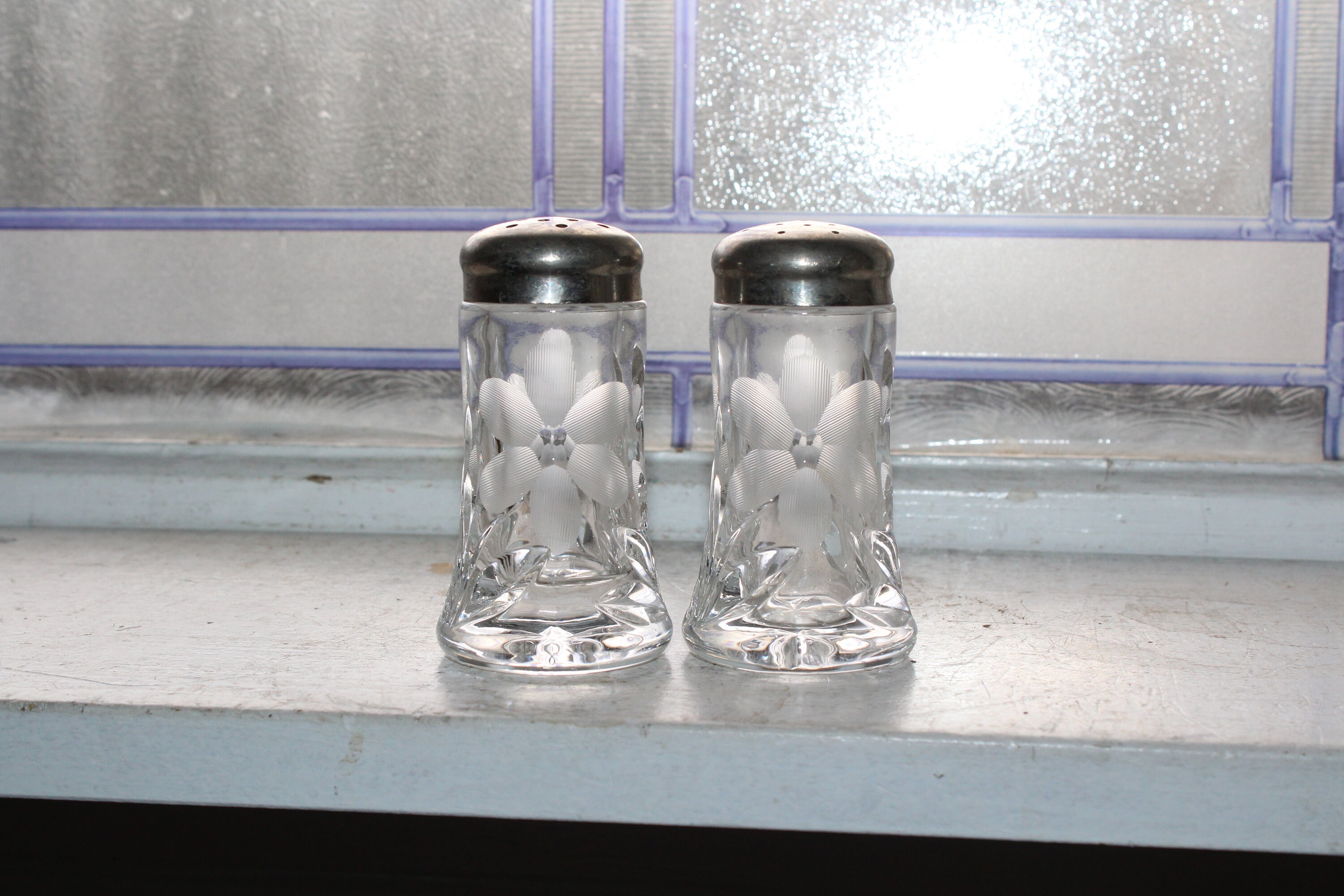 Vintage Crystal Salt and Pepper Shakers