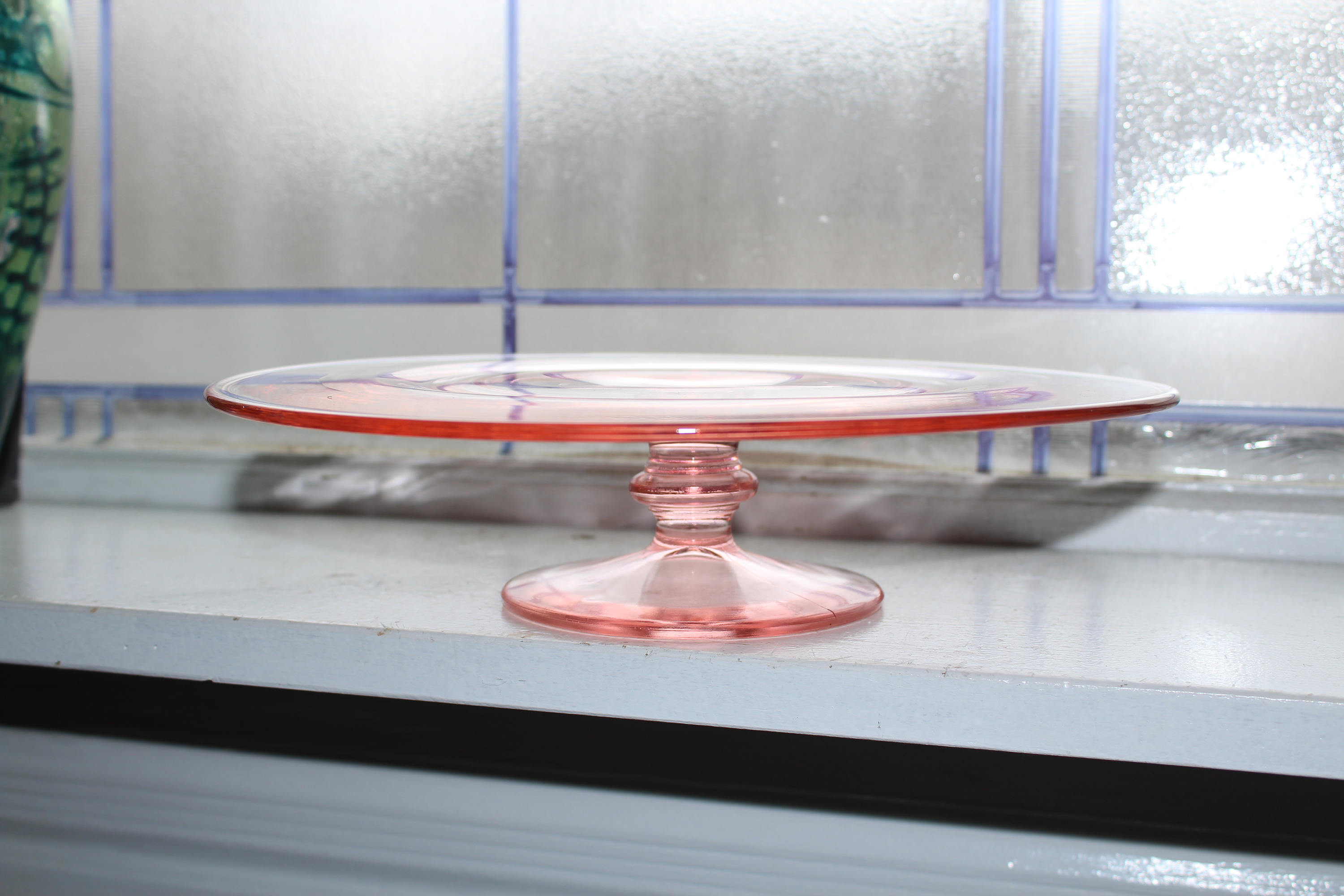 Vintage Cake Stand Pink Depression Glass
