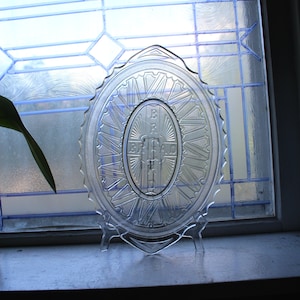 Antique EAPG Crucifix Glass Bread Plate