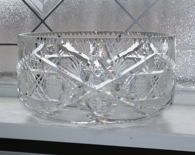 Elegant Vintage Cut Crystal Bowl Star Fan Panel