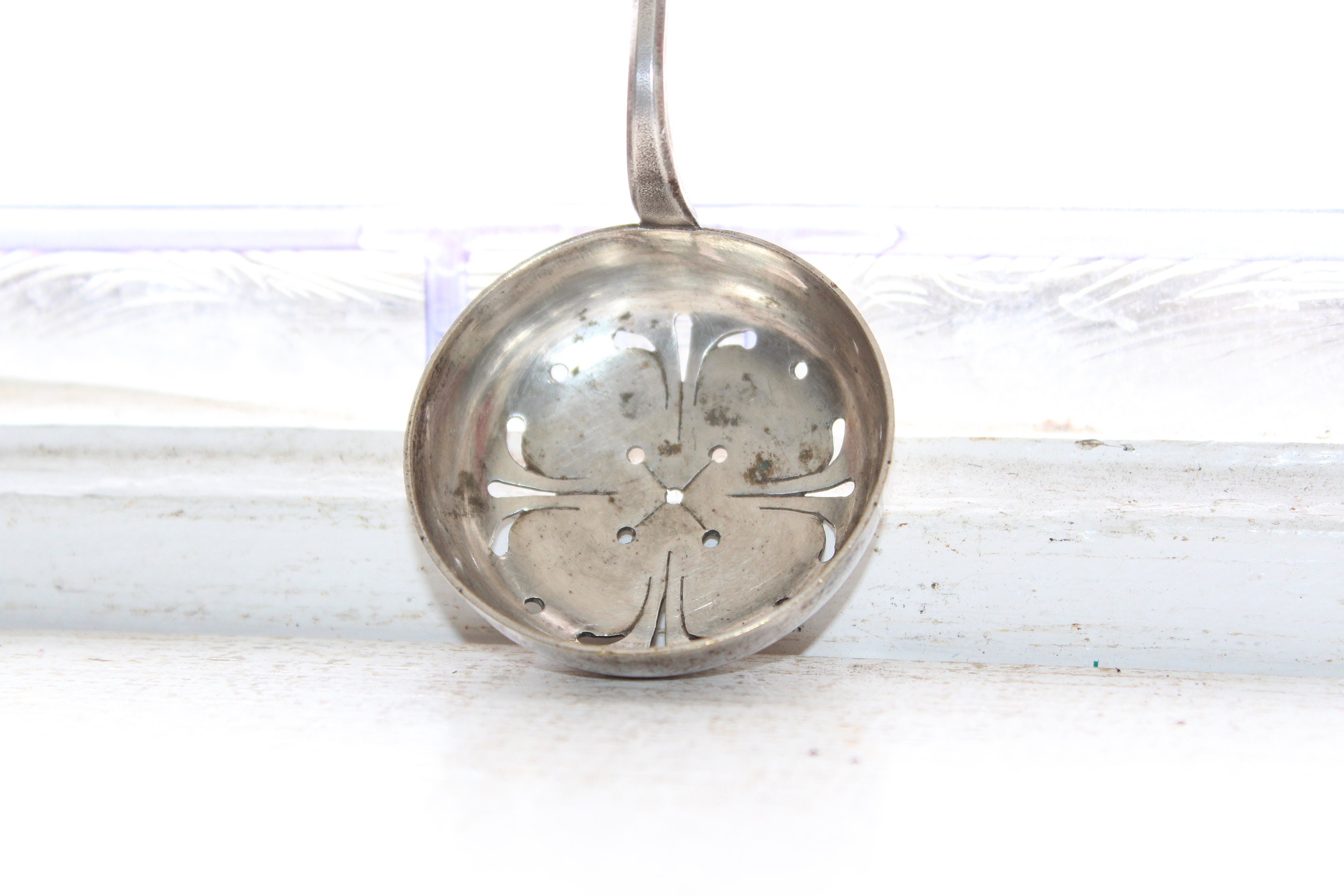 Antique Silverplate Tea Strainer Spoon TB