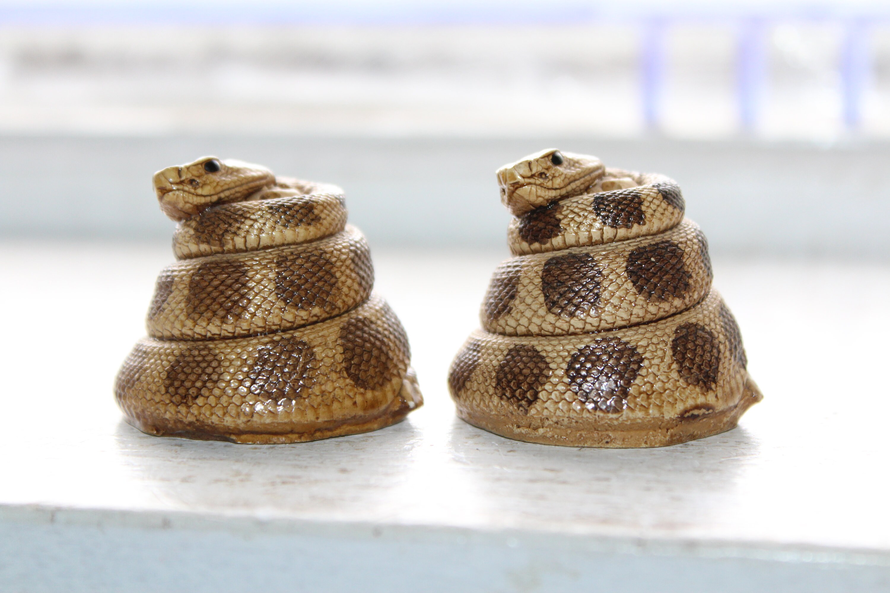 Vintage Salt and Pepper Shakers Lifelike Rattlesnakes