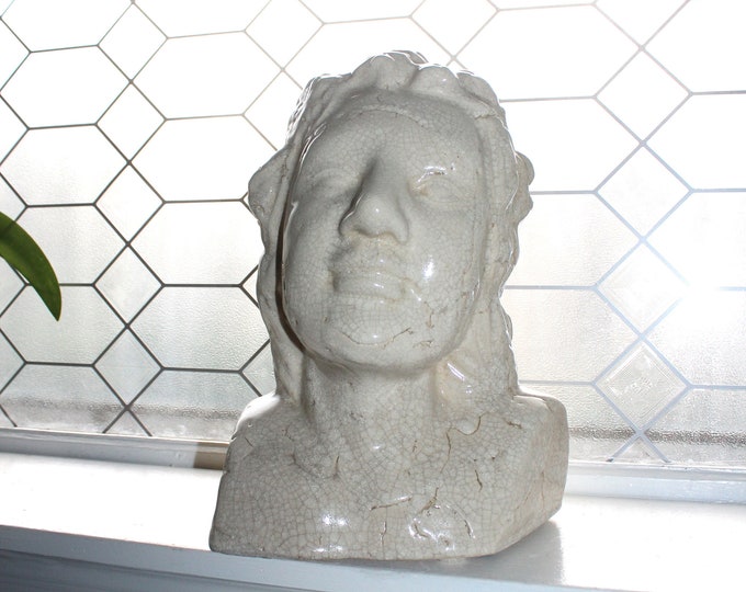 Vintage Studio Art Pottery Bust Statue of a Woman