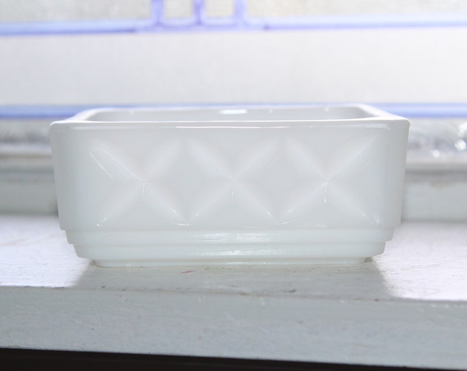 Vintage Milk Glass Square Candy Dish Box