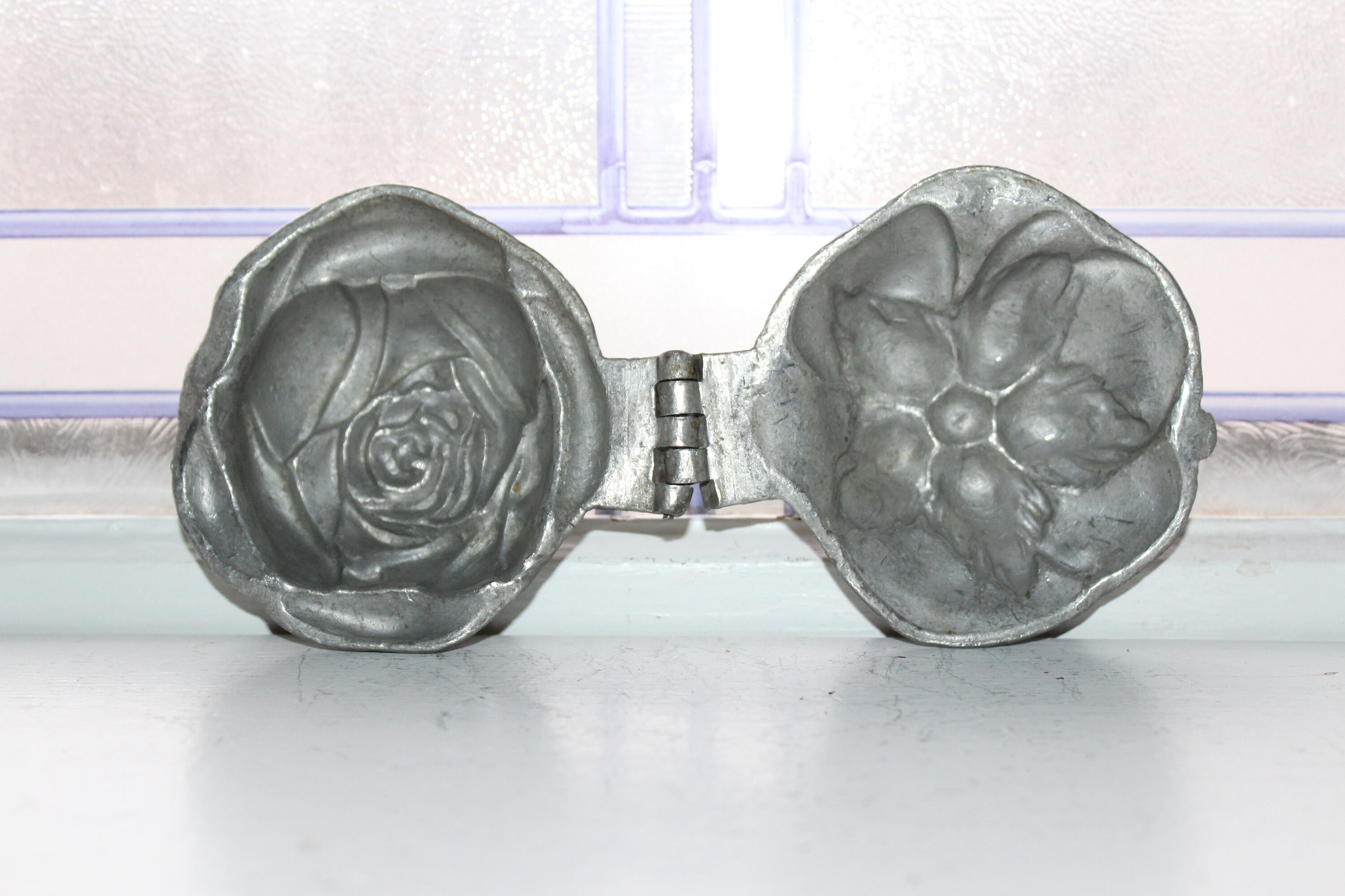 Antique Pewter Ice Cream Mold Flower