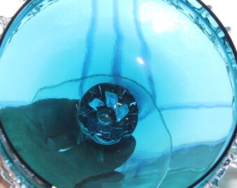 ヴィンテージ ムラーノ ガラス コンポート ティールブルー - Etsy 日本