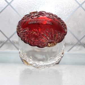 Antike EAPG Ruby Überfangglas Andenken Oshkosh Wisconsin