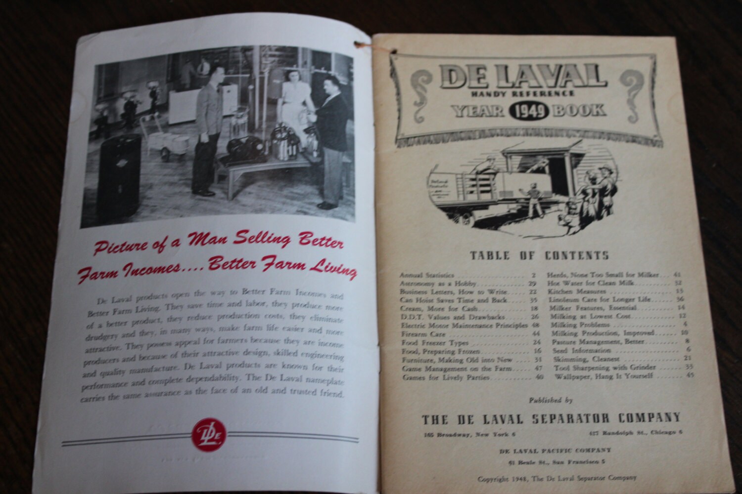 Vintage 1949 De Laval Year Book Almanac