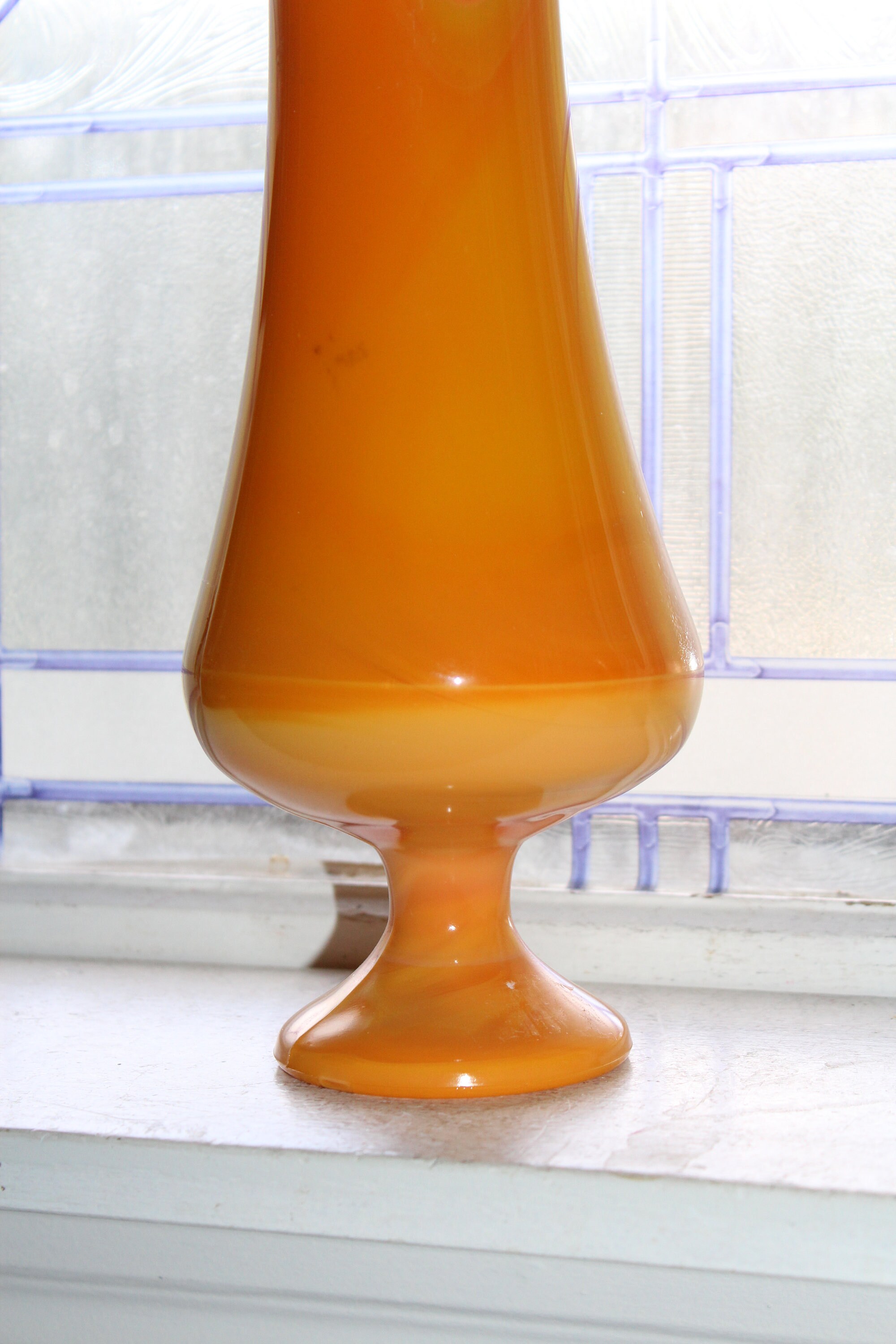 Large Bittersweet Orange Glass Vase 17 Vintage Mid Century Swung