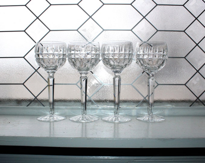 4 Waterford Crystal Glenmore Hock Wine Glasses