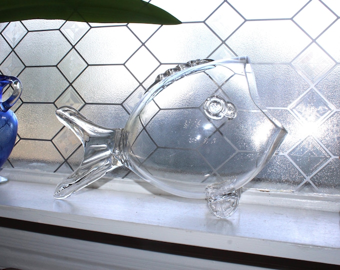 Large Mid Century Style Glass Fish Bowl Vase
