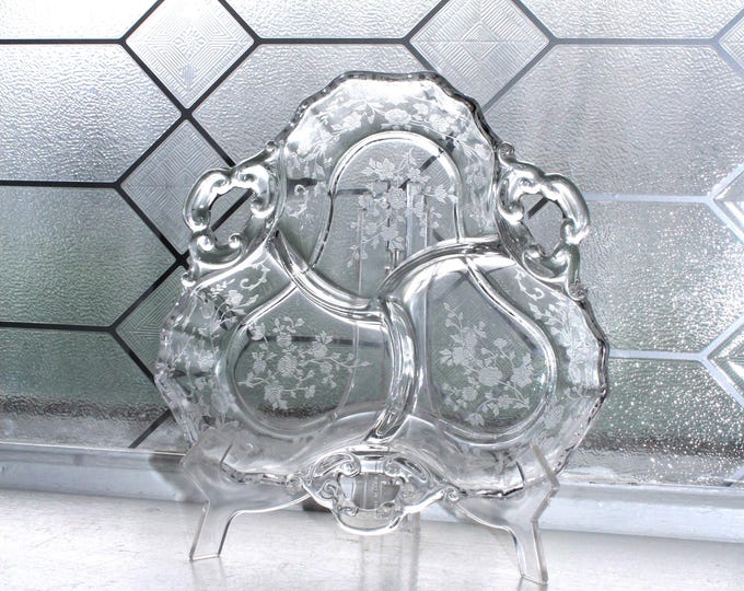 Cambridge Glass Chantilly 3 Part Divided Relish Dish