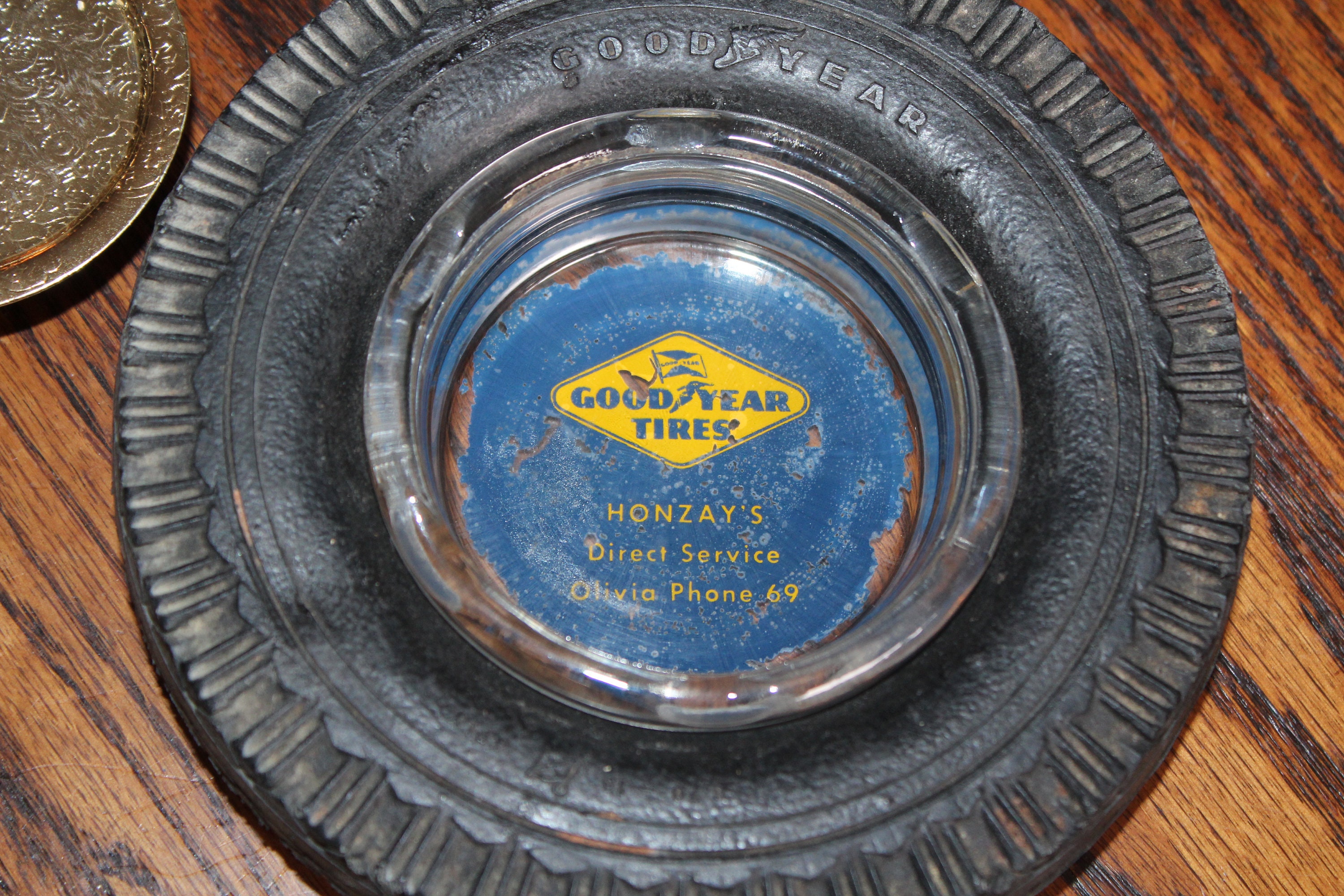 Vintage Goodyear Tire Ashtray Glass Insert Olivia Minnesota