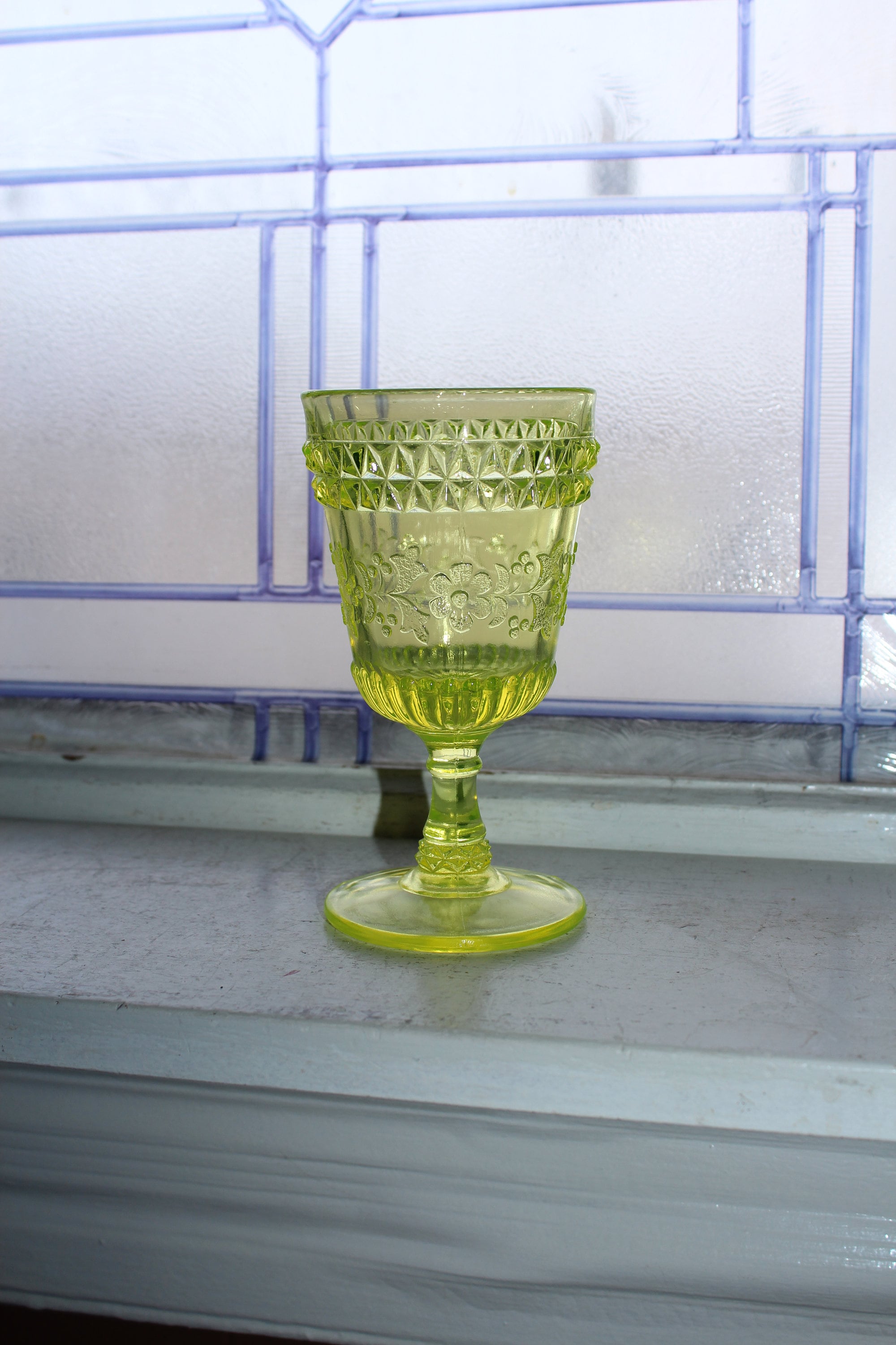 Vintage Yellow Water Goblets, Set of 8 Drinking Glasses - Mendez Manor