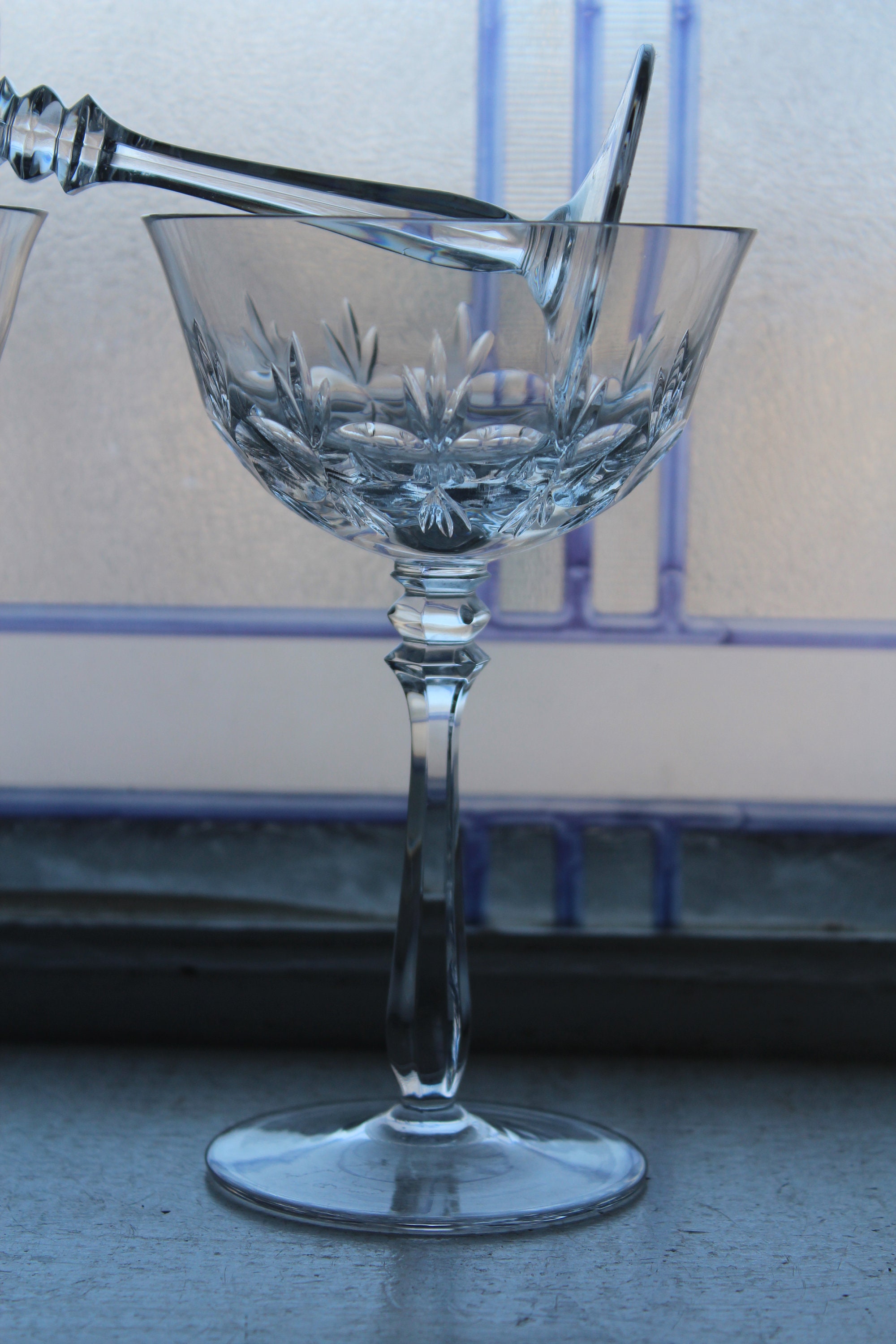 6 Vintage Crystal Champagne Glasses or Tall Sherbets